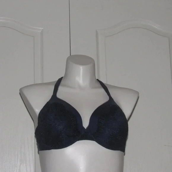 VICTORIA’S SECRET Body By Victoria Lined Perfect Coverage Navy Bra Size 38D - Picture 1 of 3